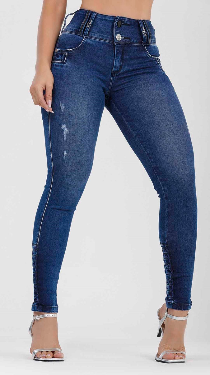 Rhero Pantalones vaqueros ajustados de talle alto para mujer 56677