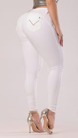 Rhero Pantalones pitillo de talle alto para mujer 56693