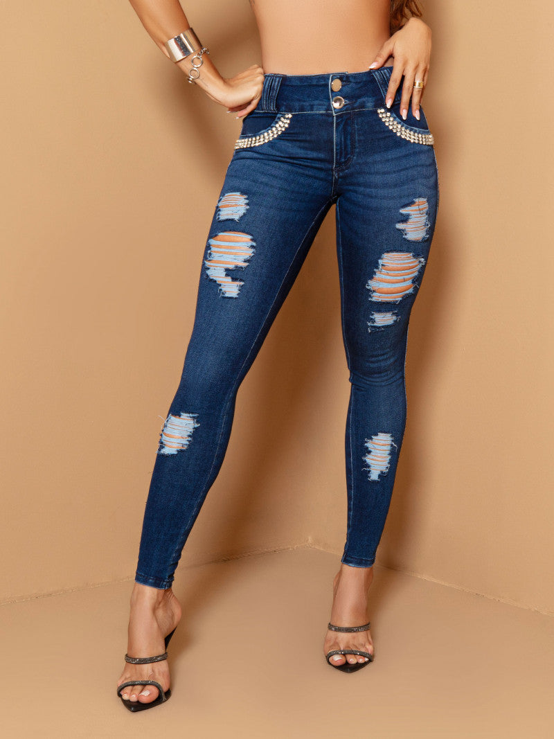 Pit Bull Jeans Women's High Waist Ripped Jeans With Butt Lift
