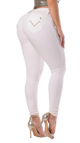 Rhero Pantalones pitillo de talle alto para mujer 56693