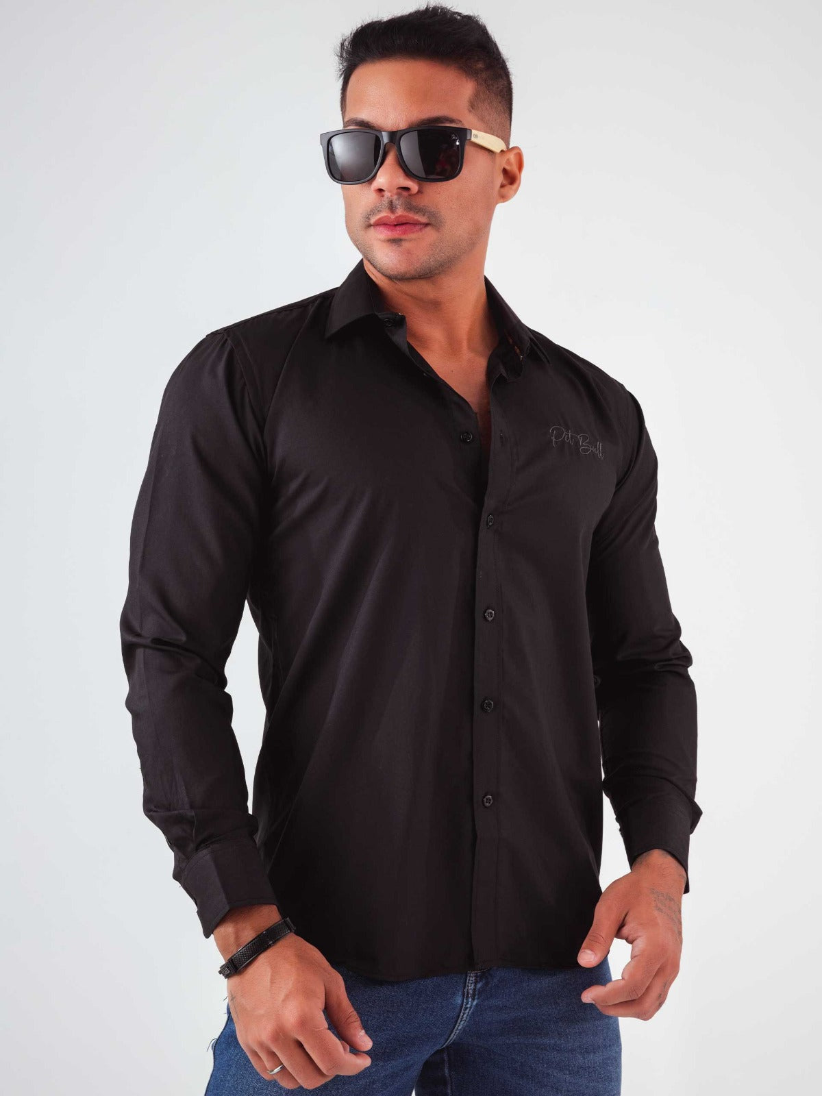 Pit Bull Jeans Men's Casual Long Sleeve Shirts 80964