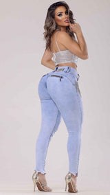 Jeans skinny femininos de cintura alta Rhero com levantamento de bunda 56799