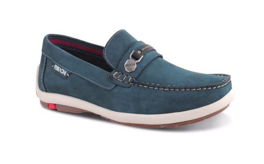 Mocassim de couro azul BA masculino Ferracini 3975