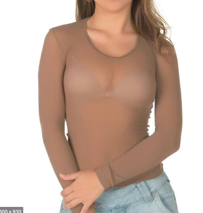 Lupo Loba Women's Long Sleeve Second Skin Sheer Top With Microfiber 845